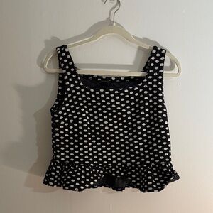 LOFT Polka Dot Peplum Top w/ Square Neckline